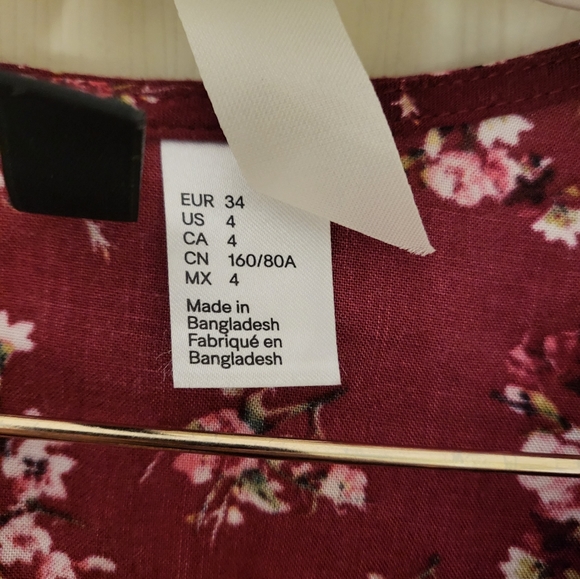 Burgundy Floral Spring Dress - Picture 4 of 4